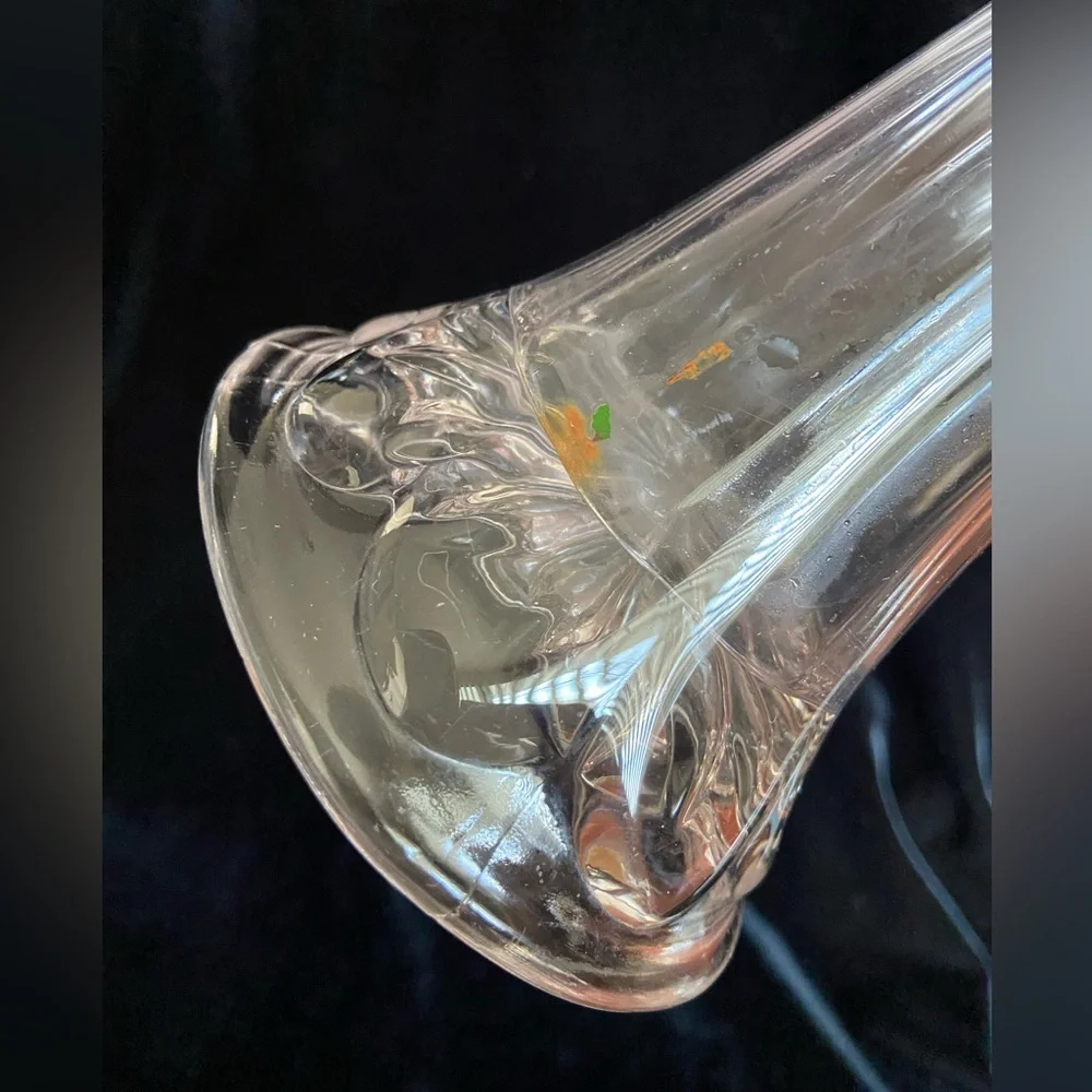 Vintage Clear Swung Tall Glass Vase 8 Finger 17” High